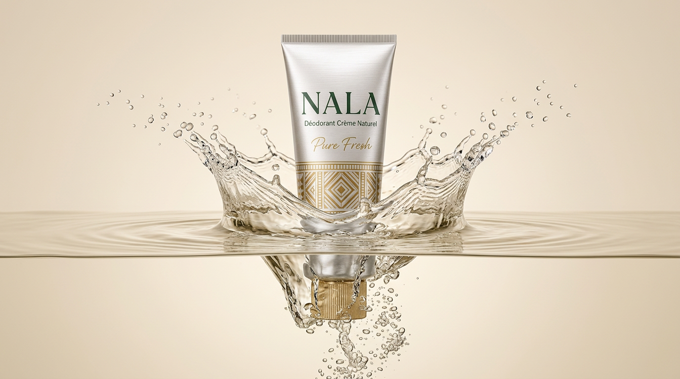 Tube NALA Pure Fresh tombant dans l'eau, splash réaliste